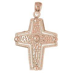 10K, 14K or 18K Gold Coticed Cross Pendant