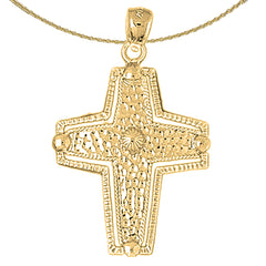 10K, 14K or 18K Gold Coticed Cross Pendant