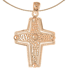 10K, 14K or 18K Gold Coticed Cross Pendant