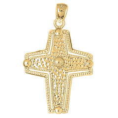 10K, 14K or 18K Gold Coticed Cross Pendant