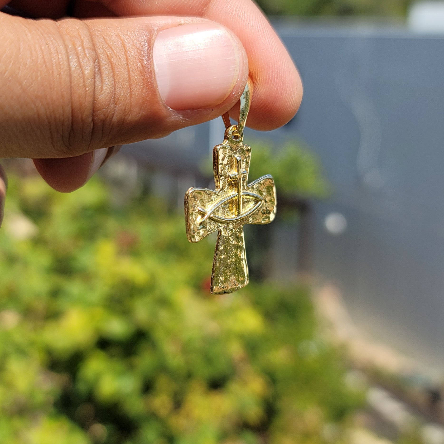 10K, 14K or 18K Gold Ichthus & Cross Pendant