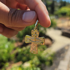 10K, 14K or 18K Gold Ichthus & Cross Pendant