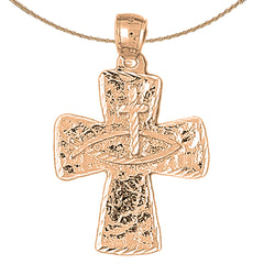 10K, 14K or 18K Gold Ichthus & Cross Pendant