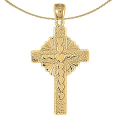 10K, 14K oder 18K Gold Herz & Glory Kreuz Anhänger