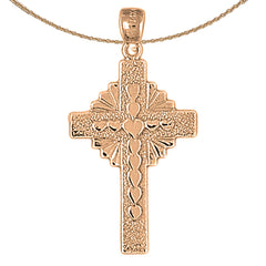 10K, 14K oder 18K Gold Herz & Glory Kreuz Anhänger