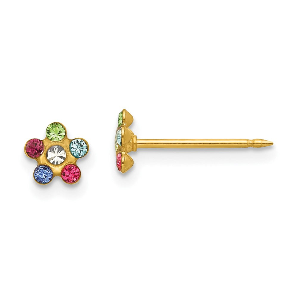 Inverness 14K Yellow Gold Flower Multicolor Crystal Earrings