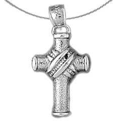 Colgante de cruz con cuerda de oro de 14 quilates o 18 quilates