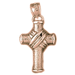 14K or 18K Gold Roped Cross Pendant