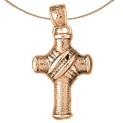 Colgante de cruz con cuerda de oro de 14 quilates o 18 quilates