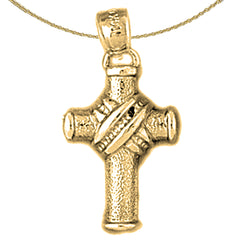 Colgante de cruz con cuerda de oro de 14 quilates o 18 quilates