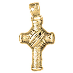 14K or 18K Gold Roped Cross Pendant