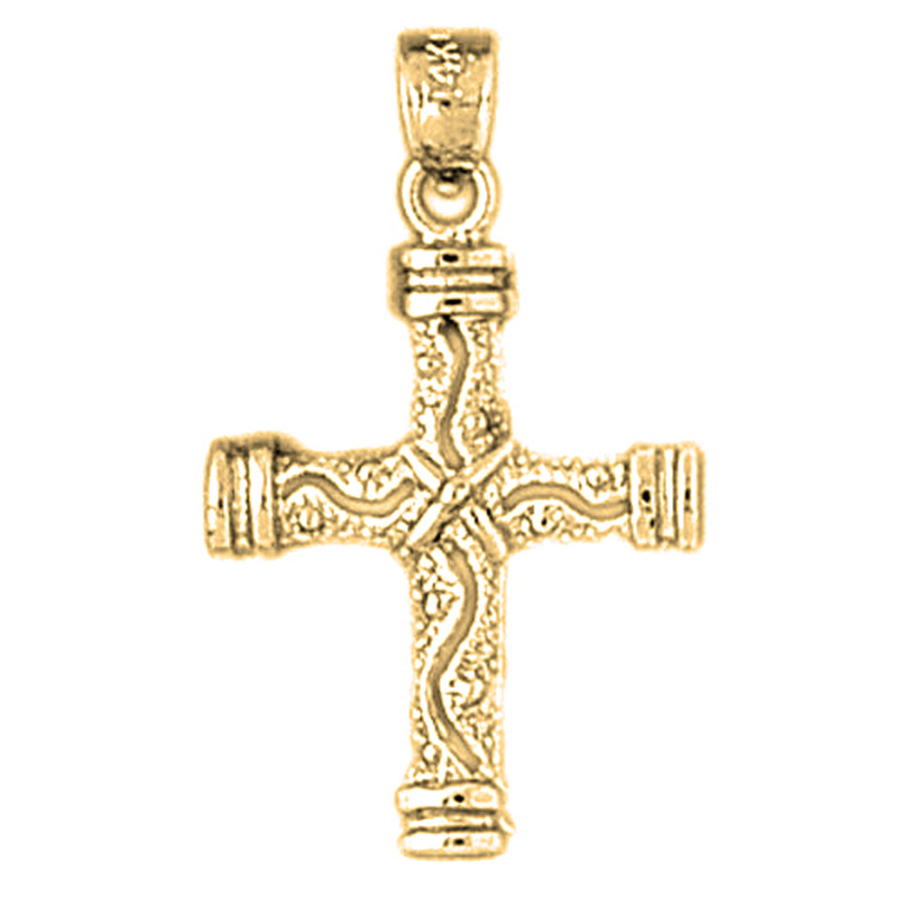 14K or 18K Gold Roped Cross Pendant