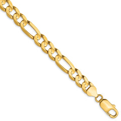 10K Yellow Gold 7.5mm Concave Figaro Chain