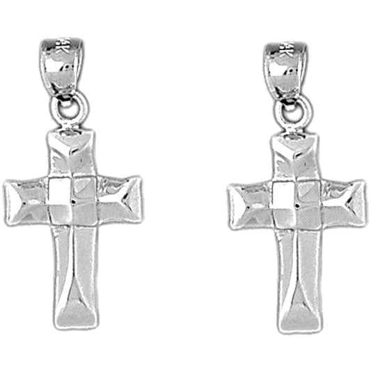 Sterling Silver 27mm Latin Cross Earrings