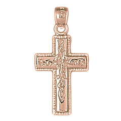 14K or 18K Gold Vine Cross Pendant