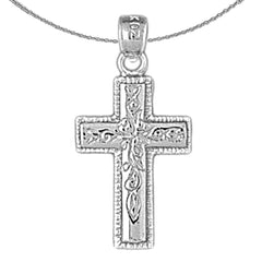 14K or 18K Gold Vine Cross Pendant