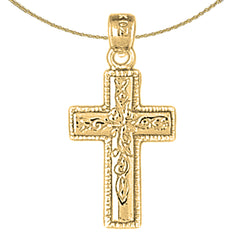 14K or 18K Gold Vine Cross Pendant