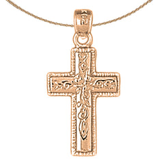 14K or 18K Gold Vine Cross Pendant