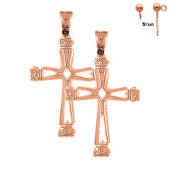14K or 18K Gold Vine Cross Earrings