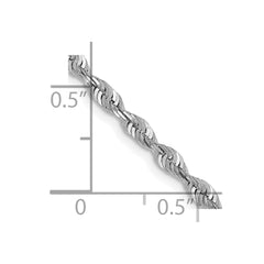 10K White Gold 2.5mm Diamond-cut Lightweight Rope Chain