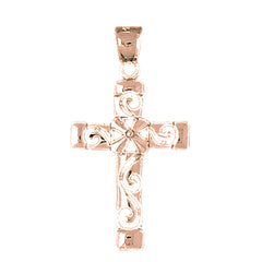 10K, 14K or 18K Gold Roped Cross Pendant