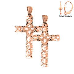 14K or 18K Gold Roped Cross Earrings