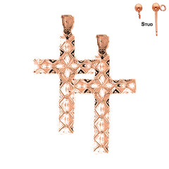 14K or 18K Gold Roped Cross Earrings