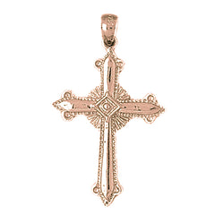10K, 14K or 18K Gold Fleur de Lis Cross Pendant