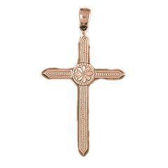 10K, 14K or 18K Gold Floral Cross Pendant