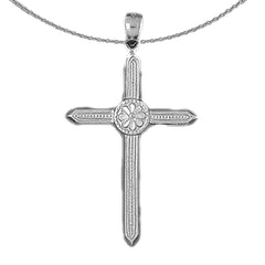 10K, 14K or 18K Gold Floral Cross Pendant