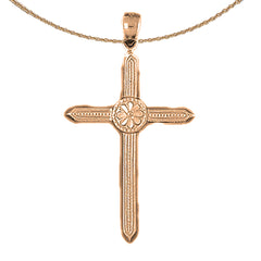 10K, 14K or 18K Gold Floral Cross Pendant