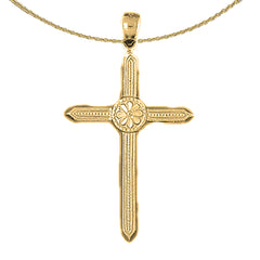 10K, 14K or 18K Gold Floral Cross Pendant