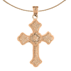 10K, 14K or 18K Gold Budded Cross Pendant