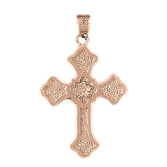 10K, 14K or 18K Gold Budded Cross Pendant
