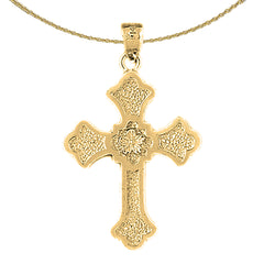 10K, 14K or 18K Gold Budded Cross Pendant