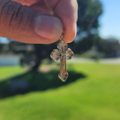 10K, 14K or 18K Gold Budded & Gyronny Cross Pendant