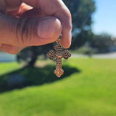 10K, 14K or 18K Gold Budded & Gyronny Cross Pendant