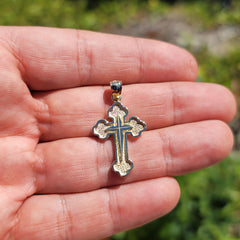 10K, 14K or 18K Gold Budded & Gyronny Cross Pendant