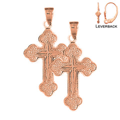 14K or 18K Gold Budded & Gyronny Cross Earrings