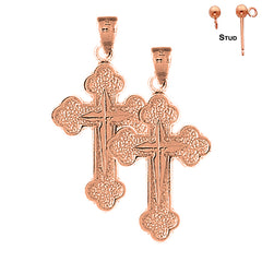 14K or 18K Gold Budded & Gyronny Cross Earrings