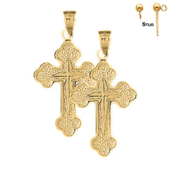 14K or 18K Gold Budded & Gyronny Cross Earrings