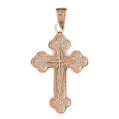 10K, 14K or 18K Gold Budded & Gyronny Cross Pendant