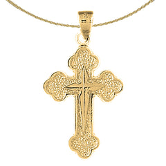 10K, 14K or 18K Gold Budded & Gyronny Cross Pendant