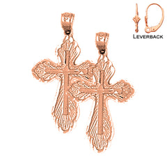 14K or 18K Gold Budded Cross Earrings