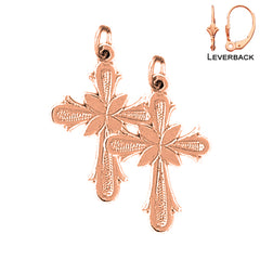 14K or 18K Gold Budded Cross Earrings