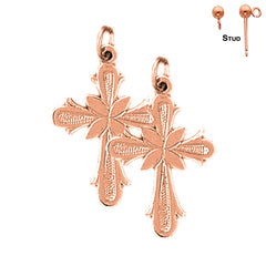 14K or 18K Gold Budded Cross Earrings