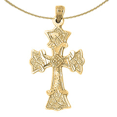 10K, 14K or 18K Gold Budded Cross Pendant