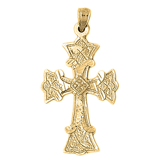 10K, 14K or 18K Gold Budded Cross Pendant