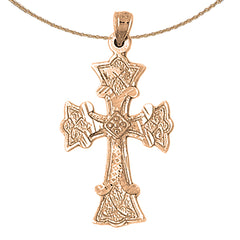 10K, 14K or 18K Gold Budded Cross Pendant