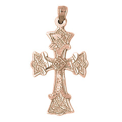 10K, 14K or 18K Gold Budded Cross Pendant